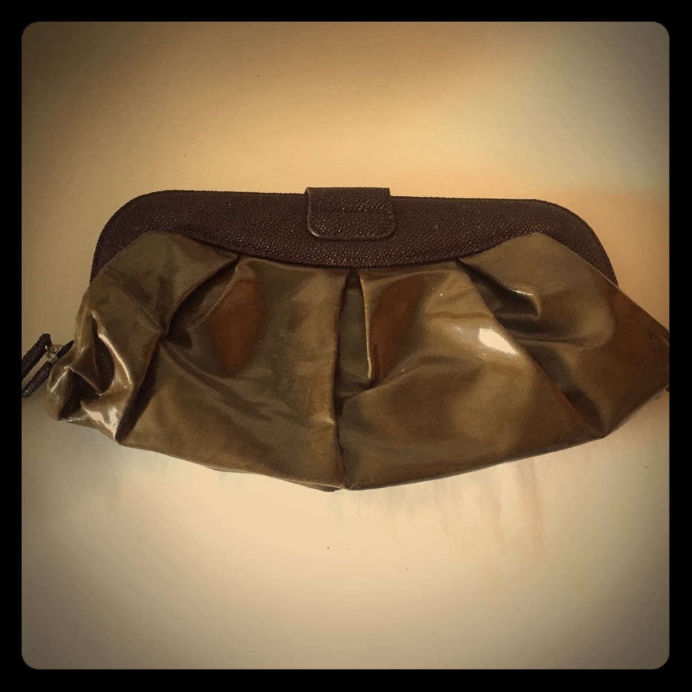 Olive Patent leather clutch by Angie & Lola!